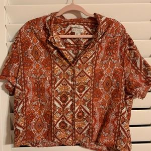 Rachel Zoe Kilim Print Boxy Button Down Shirt